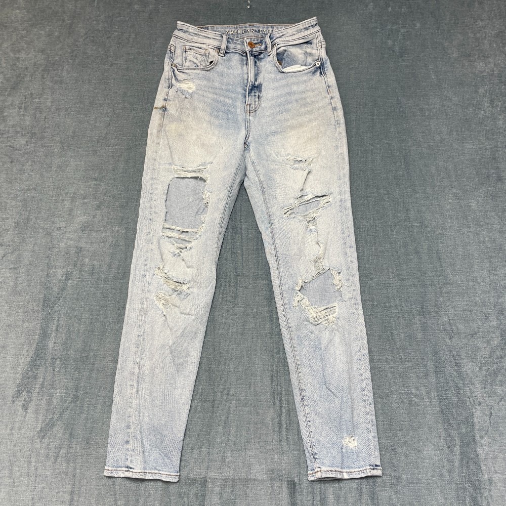 American Eagle Skinny Jean Women 27W Blue Denim Light Wash Distressed Streetwear
